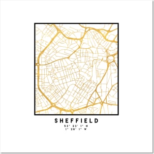 SHEFFIELD ENGLAND CITY STREET MAP ART Posters and Art